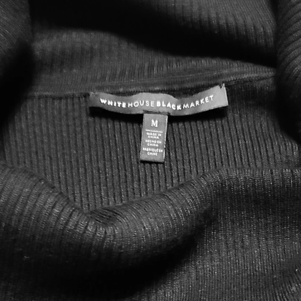 White House Black Market Black Cowl Neck Sweater Button Sleeve Details Size M